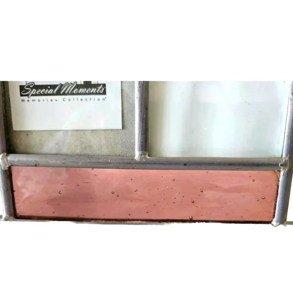 VTG Special Moments Pressed Flower Pink 7.5"x6" Stained Glass Picture Frame - Picture 2 of 7